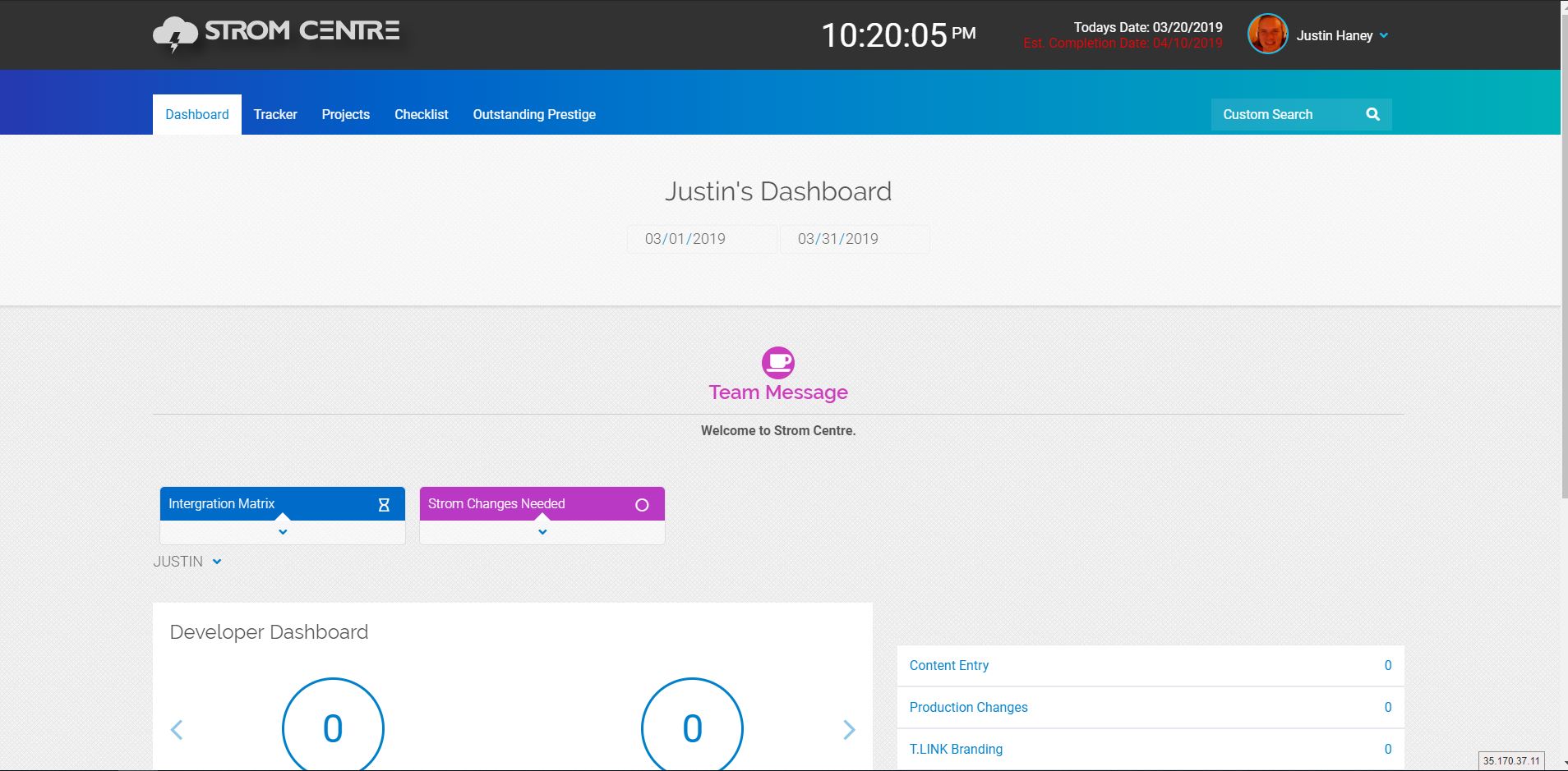 Strom Centre Management System